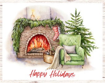 postale à la maison de Noël | 1 carte postale | Papier cartonné épais | Pour envoyer une carte postale à un ami