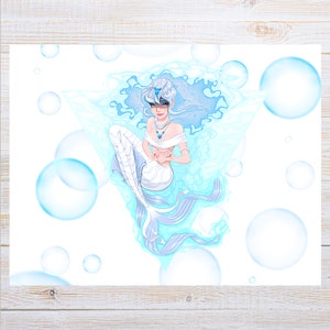 Blue Mermaid Postcard  | 1 Postcard | Thick Cardstock | For sending a postcard to a friend through postcard exchanges like Postcrossing