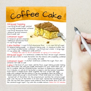 Carte postale recette Gâteau au café | 1 carte postale | Papier cartonné épais | Pour envoyer une carte postale à un ami