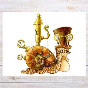 Steampunk Schnecke Postkarte | 1 Postkarte | Dicker Karton | Zum Versenden einer Postkarte an einen Freund
