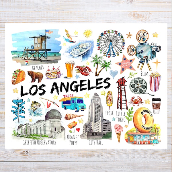 Los Angeles Postcard Etsy