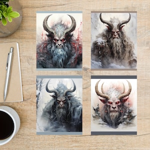 Juego de postales navideñas de Krampus / 4 postales / Cartulina gruesa de 130 g / Para enviar una postal a un amigo o familiar