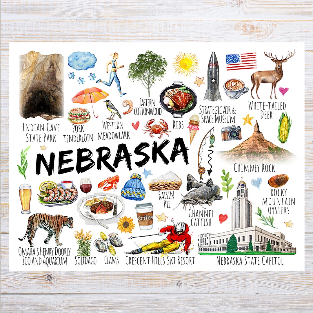 Nebraska Themes and Landmarks Postcard 1 Postcard Thick Cardstock for