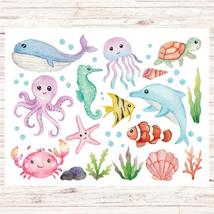 Cartolina Happy Ocean Creatures / 1 cartolina / Cartoncino spesso / Per inviare una cartolina a un amico