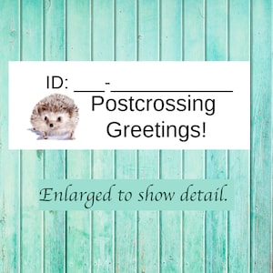 Hedgehog Extra Small Postcrossing ID Stickers | 77 stickers per sheet | Very Small to save space on your postcard | postcrossing id