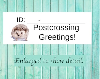 Igel Extra Kleine Postcrossing ID Aufkleber | 77 Sticker pro Bogen | Sehr klein, um Platz auf Ihrer Postkarte zu sparen | postcrossing id