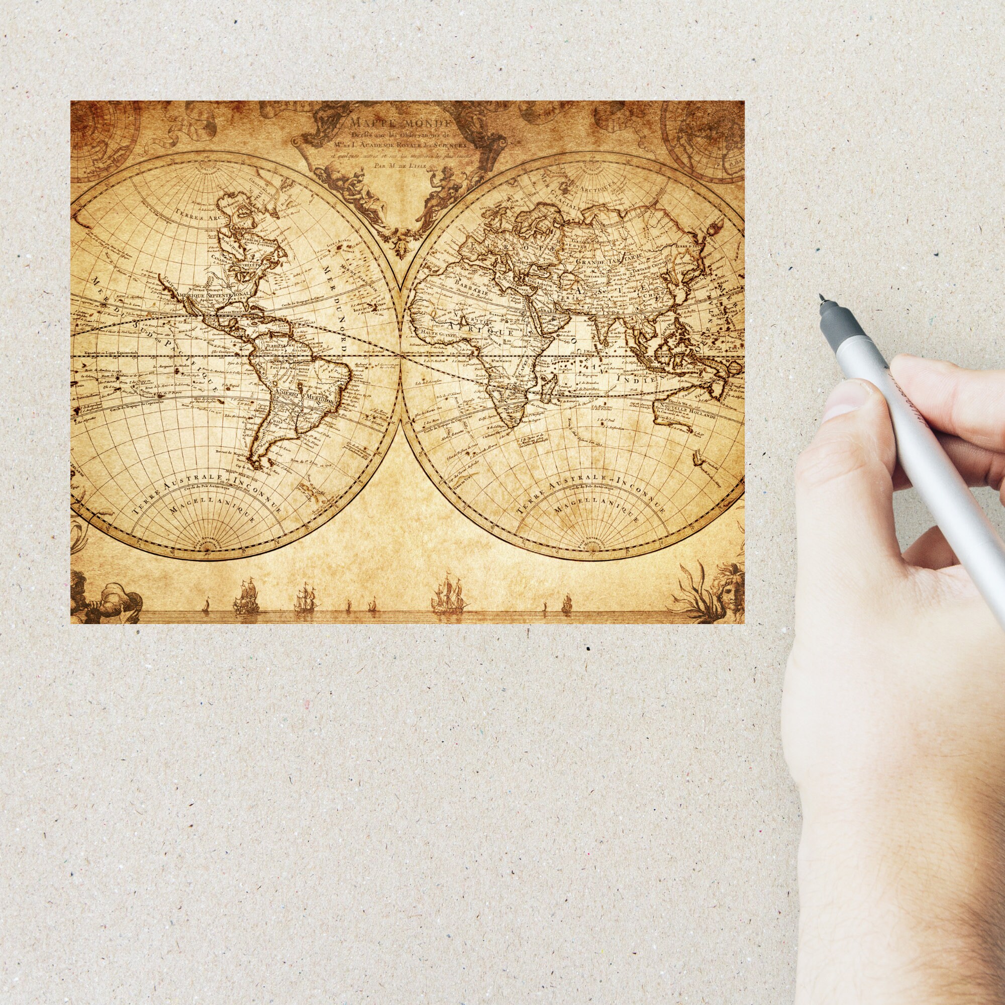 Old Maps Postcard Set | 4 Postcards | 130 Thick Cardstock | Square ...