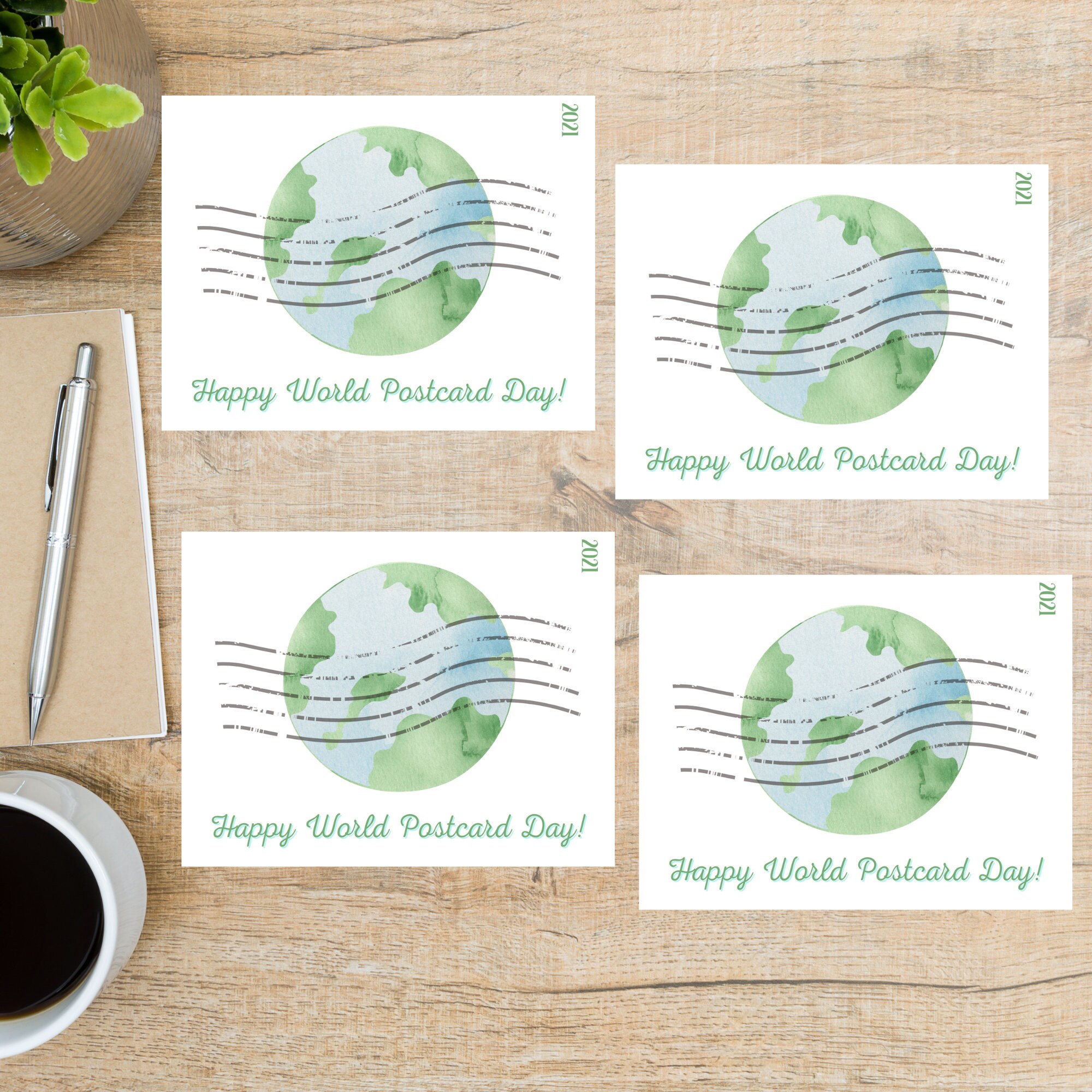 World Postcard Day 2021 Postcard Set 4 Postcards 130 Thick Etsy