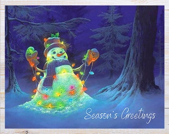 Season's Greetings Snowman Postcard | 1 Postcard | Thick Cardstock | For sending a postcard to a friend