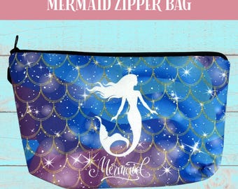 Mermaid Pencil Pen Zipper Pouch | Storage for pens and pencils | Makeup pouch | Stamp storage | Stationery