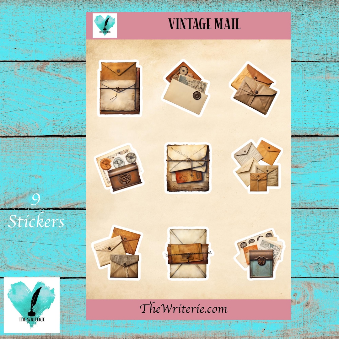 Vintage Mail Sticker Sheet | 9 Stickers per Sheet | Great for Happy ...
