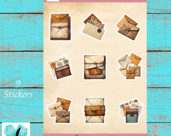 Vintage Mail sticker sheet | 9 stickers per sheet | Great for happy mail, planners, bullet journaling, diaries, and more!