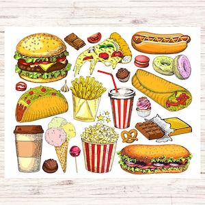 Junk Food Postcard | 1 Postcard | Thick Cardstock | For sending a postcard to a friend