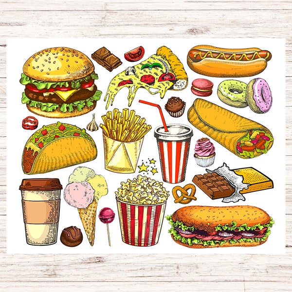Junk Food Postcard | 1 Postcard | Thick Cardstock | For sending a postcard to a friend