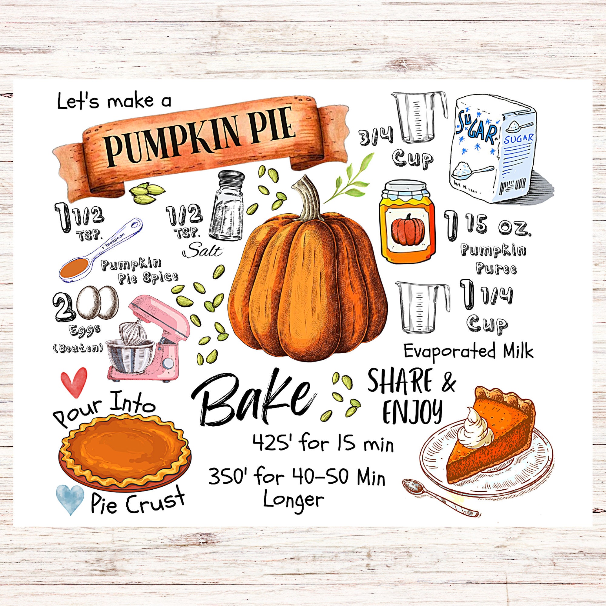 pumpkin pie recipe card