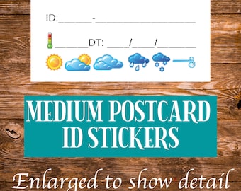 Medium Postcard Stickers | 48 stickers per sheet | Small to save space on your postcard | snail mail happy mail postcards weather date temp