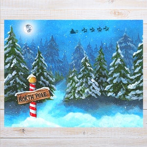 Christmas Postcard North Pole | 1 Postcard | Thick Cardstock | For sending a postcard to a friend