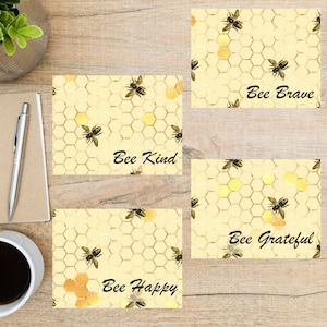 postale d'abeilles | 4 cartes postales | Papier cartonné épais | Pour envoyer une carte postale à un ami