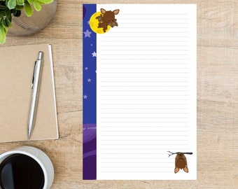 Vampir-Fledermäuse Briefpapier Set | 10 Bögen & 5 Umschläge | 8,5 X 5,5 Blatt + Passende Umschläge | Zum Schreiben von Briefen und Notizen
