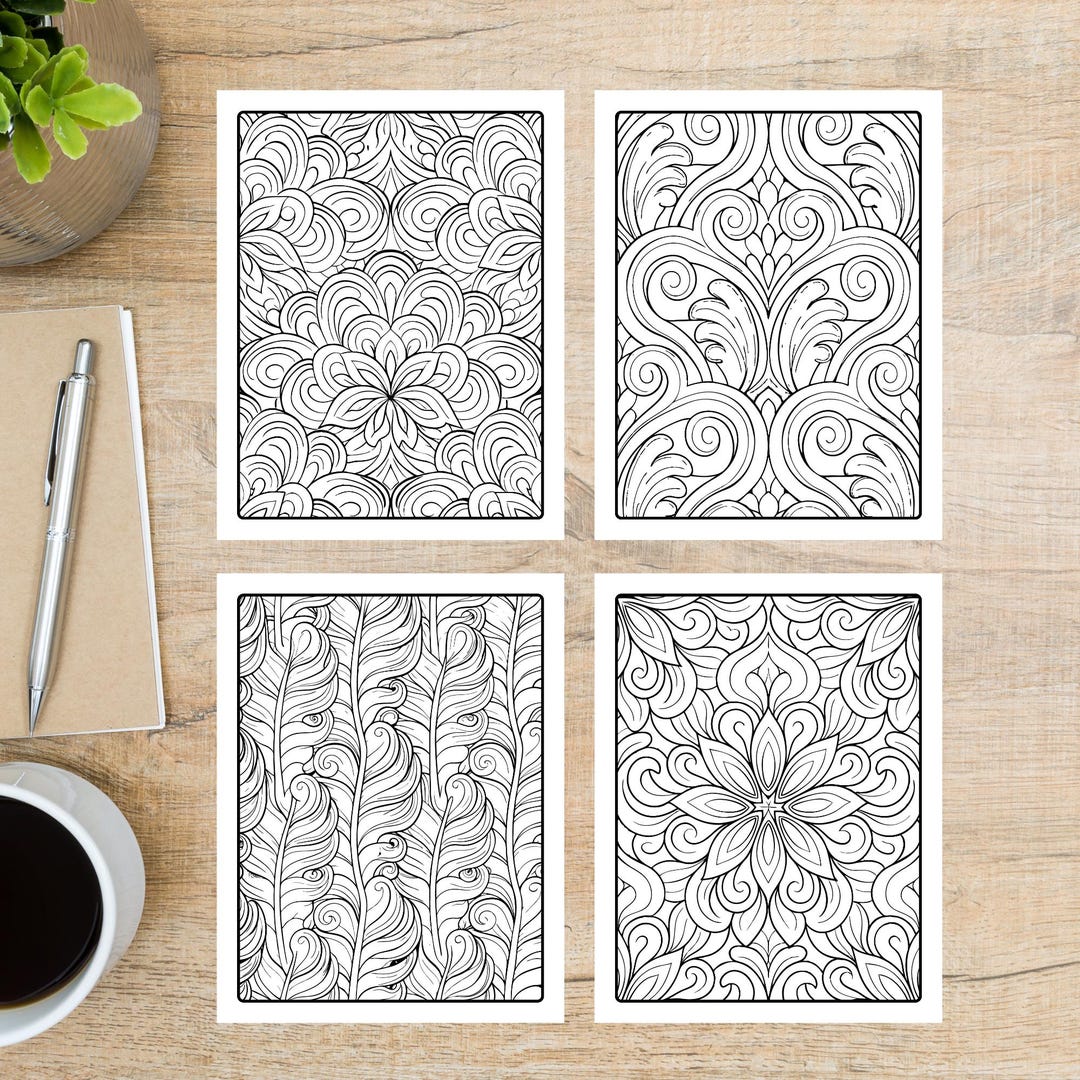 Postcard Color Patterns Color Me Patterns 2 Coloring Postcards | Set of 4 Postcards or ...