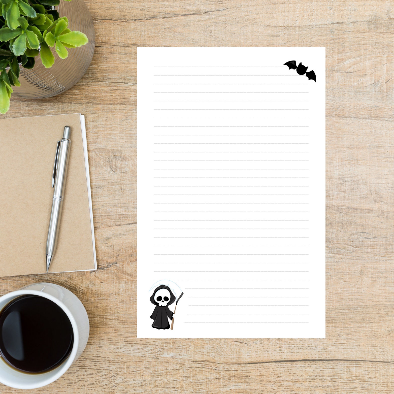 Grim Reaper Stationery Set 10 Sheets & 5 Envelopes 8.5 X Etsy