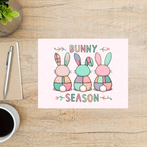 Cartolina di Pasqua Bunny Season / 1 cartolina / Cartoncino spesso / Per inviare una cartolina a un amico