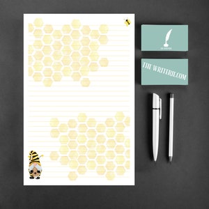 Juego de papelería con gnomos de abejas de miel, 10 hojas y 5 sobres, 8,5 x 5,5 hojas + sobres a juego, para escribir cartas y notas