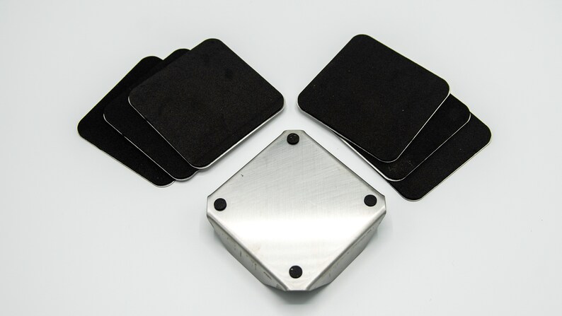 RoundSquare Blank 6-Pc Stainless Steel Coaster Set