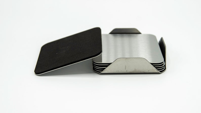 RoundSquare Blank 6-Pc Stainless Steel Coaster Set