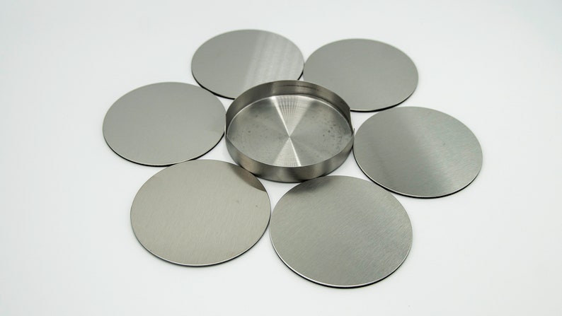 RoundSquare Blank 6-Pc Stainless Steel Coaster Set