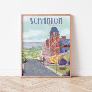 The Office Vintage Inspired Scranton Travel Poster, The Office Art Poster inspired by The Office Tv Show