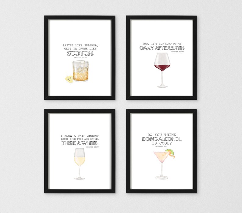 The Office Michael Scott Quotes, PRINT SET of 4, The Office funny quotes print set, Funny Gift Idea for 'The Office' fans