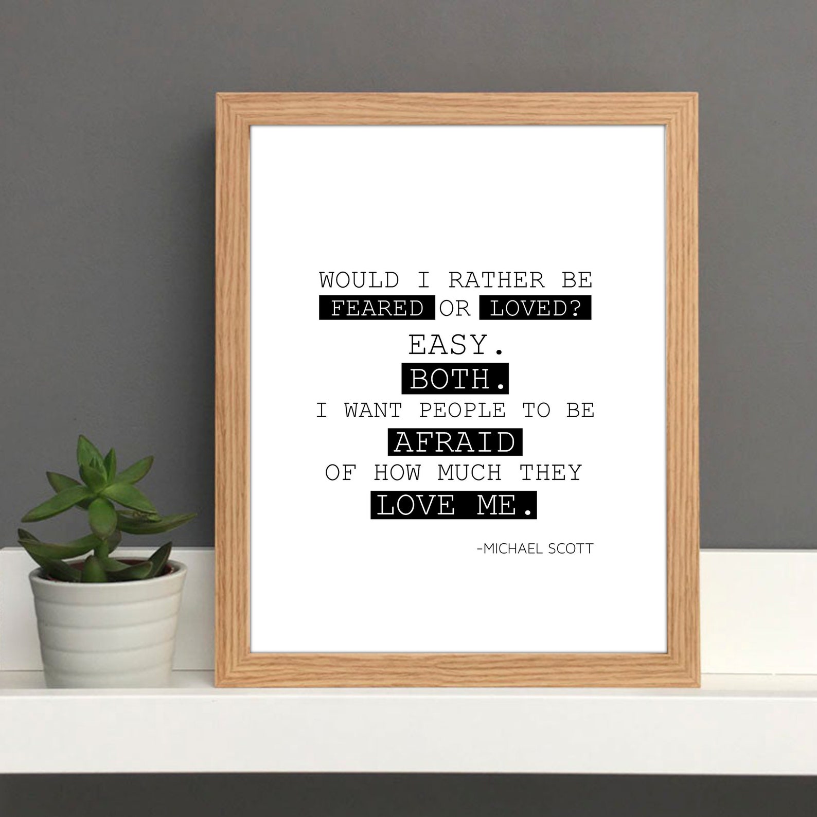 The Office TV Show WALL ART Would I Rather Be Feared or Etsy
