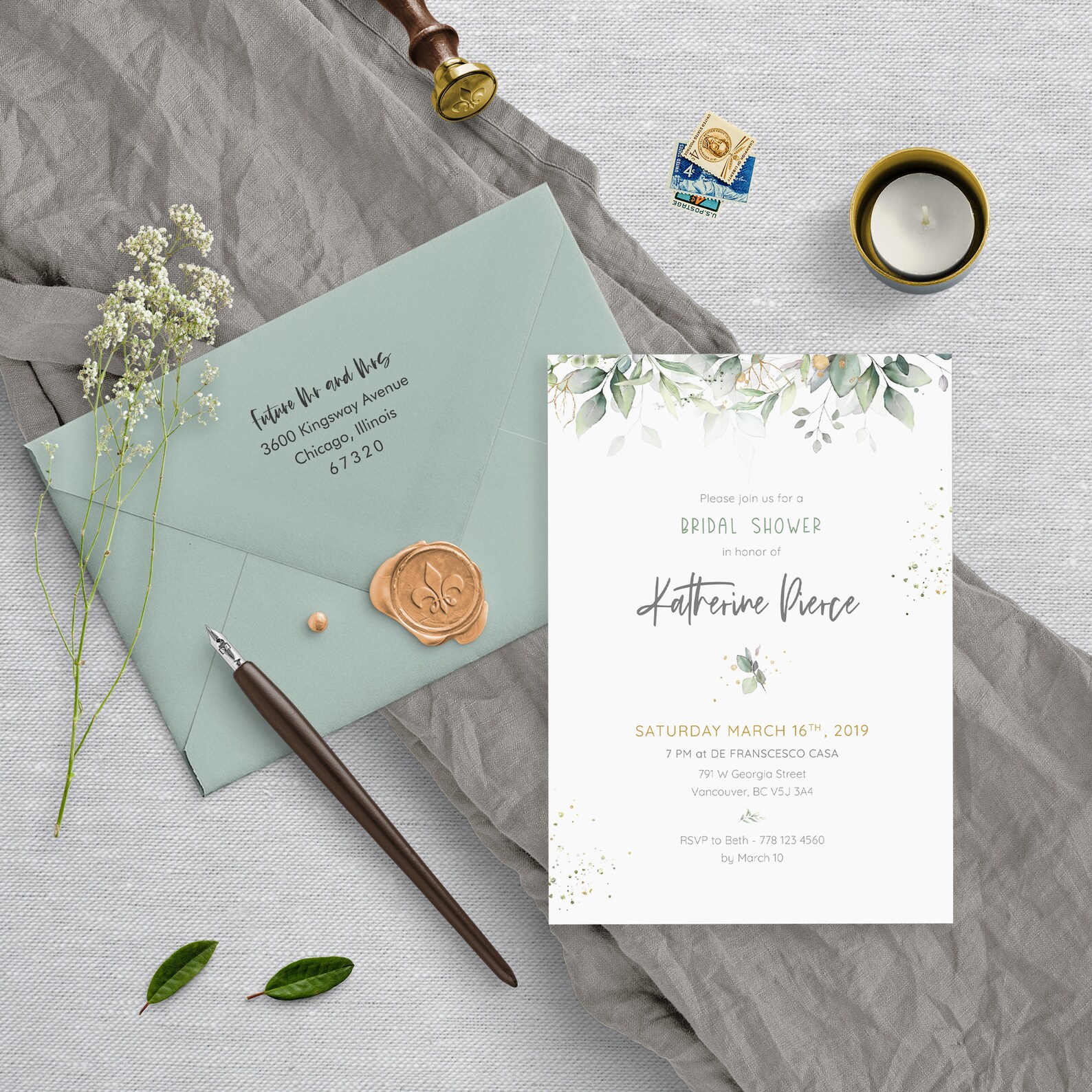 Greenery Bridal Shower Invitation Greenery Bridal Shower Etsy