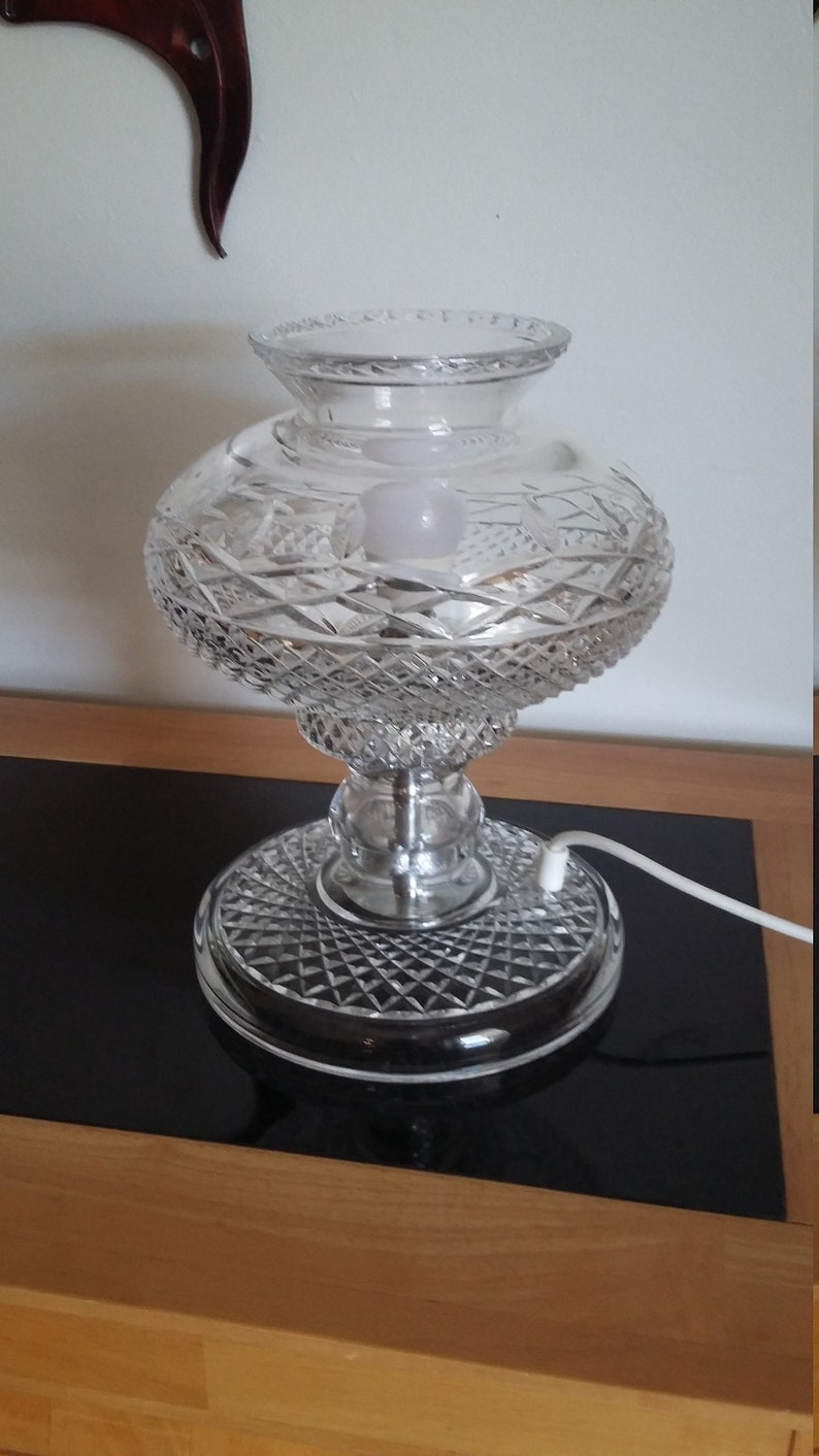 Vintage Galway crystal lamp//irish crystal lamp//table lamp Etsy