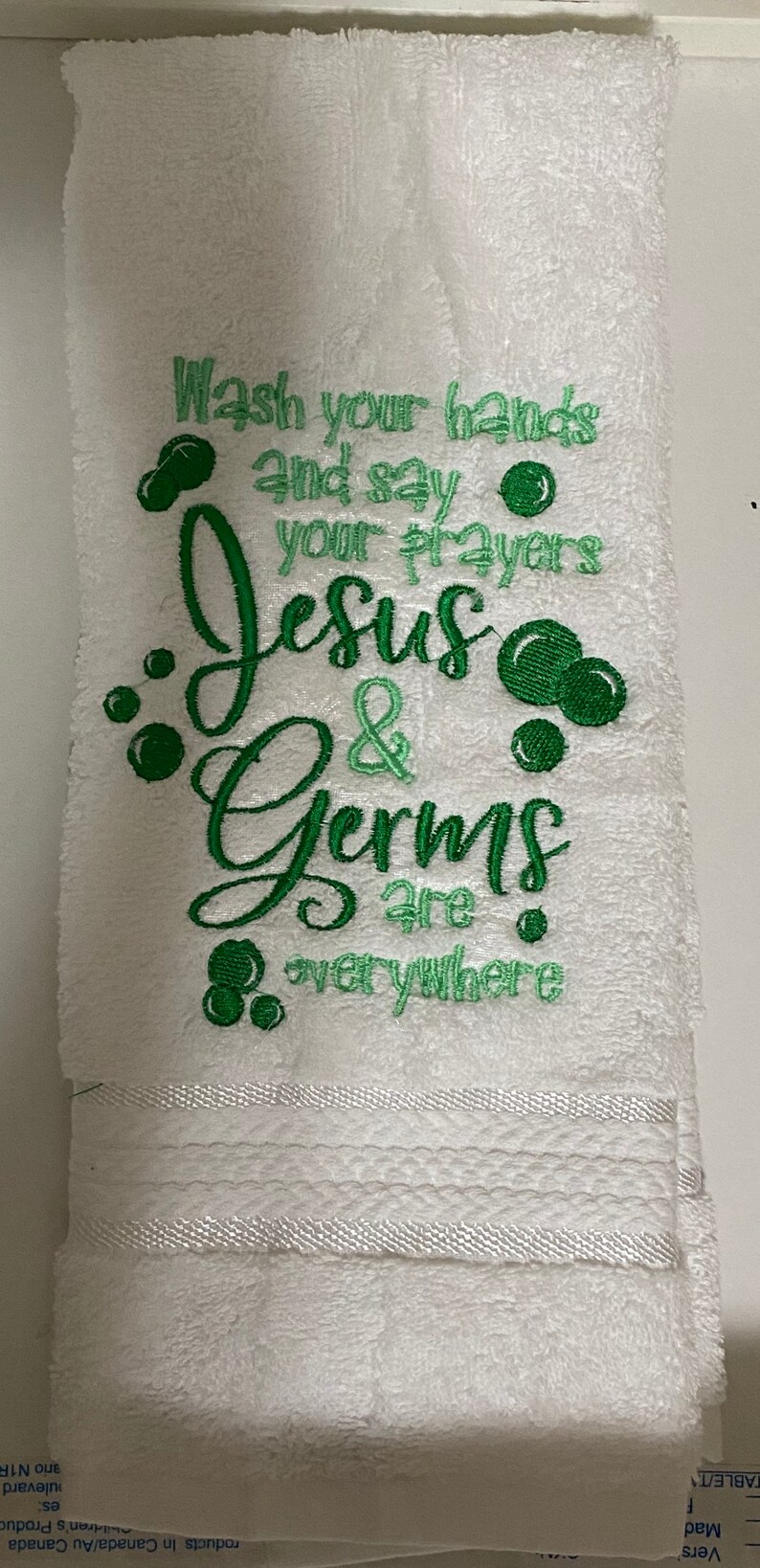 Embroidered Hand Towel Jesus and Germs Bath hand towel Bath Etsy