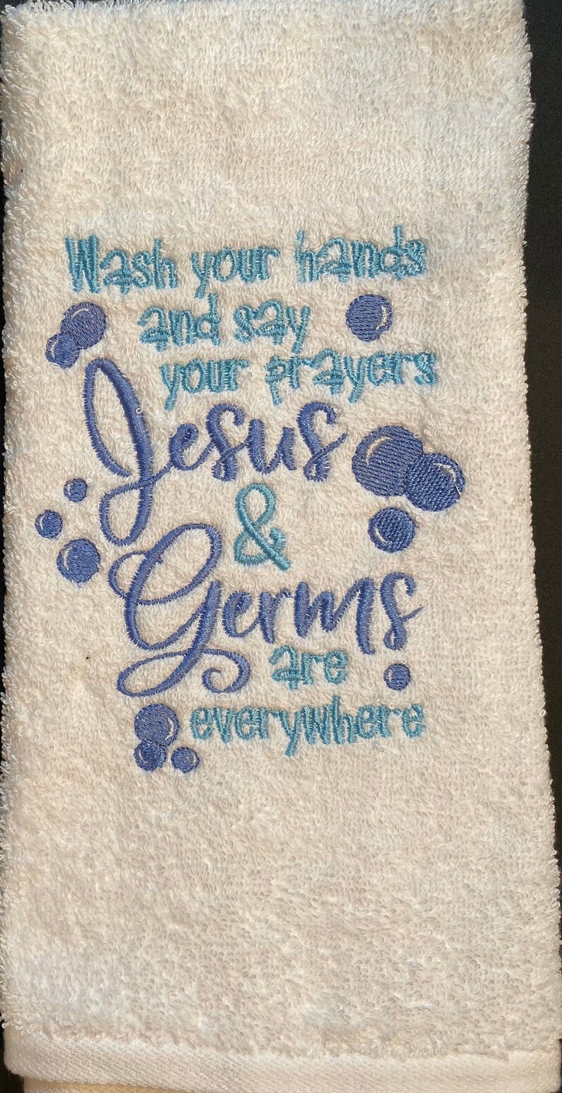 Embroidered Hand Towel Jesus and Germs Bath hand towel Bath Etsy