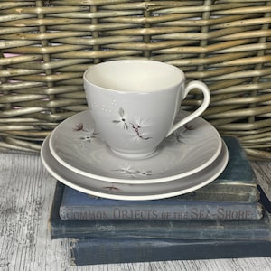 Vintage Royal Doulton Frost Pine Trio - Teetasse, Untertasse und Teller-Set Made in England Original