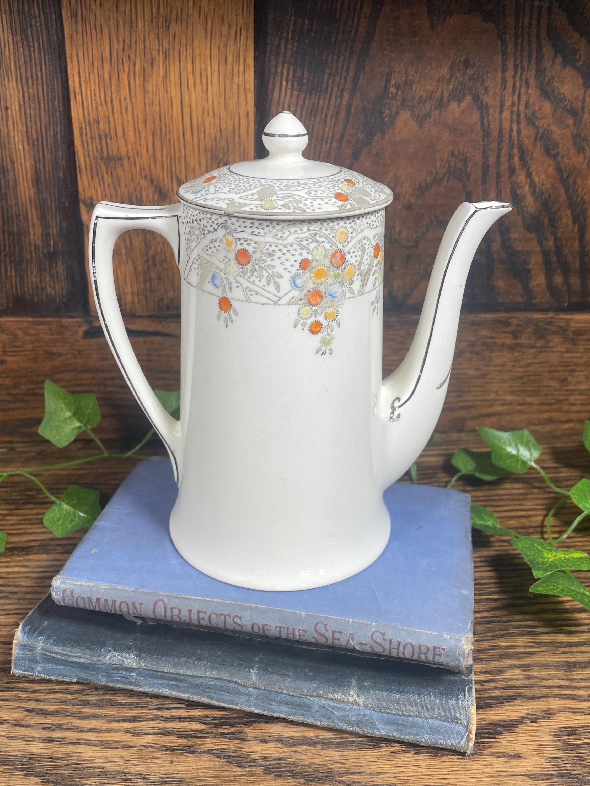 Vintage Crown Ducal England 1920s Acacia Fruit Trees Coffee Pot