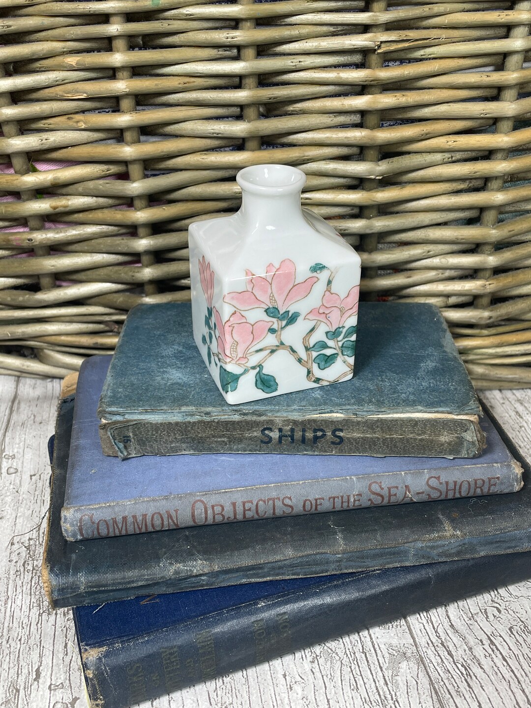 Vintage Square Bud Vase Floral Design Etsy