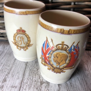 Vintage 1935 George V Silver Jubilee mug British Pottery Manufacturer Official Design Original