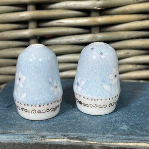 Vintage Small Ceramic Salt and Pepper Set Floral Design and Gold Pattern