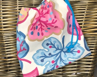 Fabric floral Draw String Bag wash bag