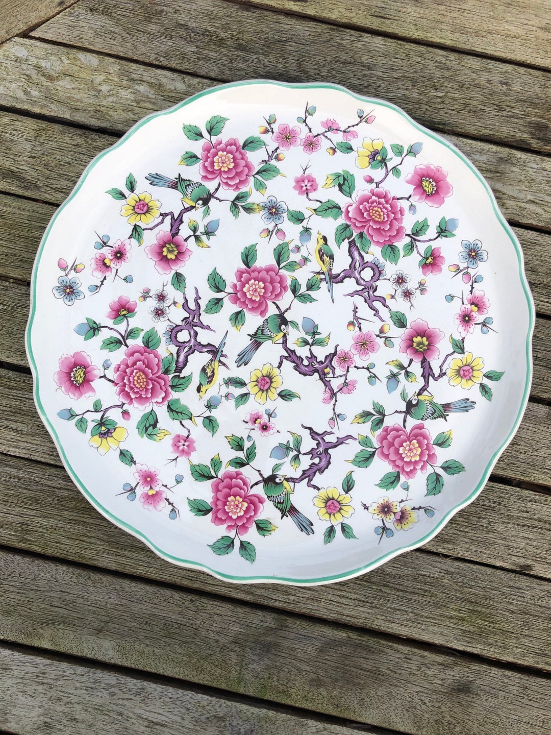 Vintage Old Foley Chinese Rose Plate Floral With Bird Detail Etsy