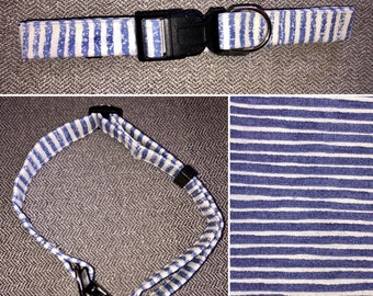 Dog Collar blue striped / dog leash / pet collar