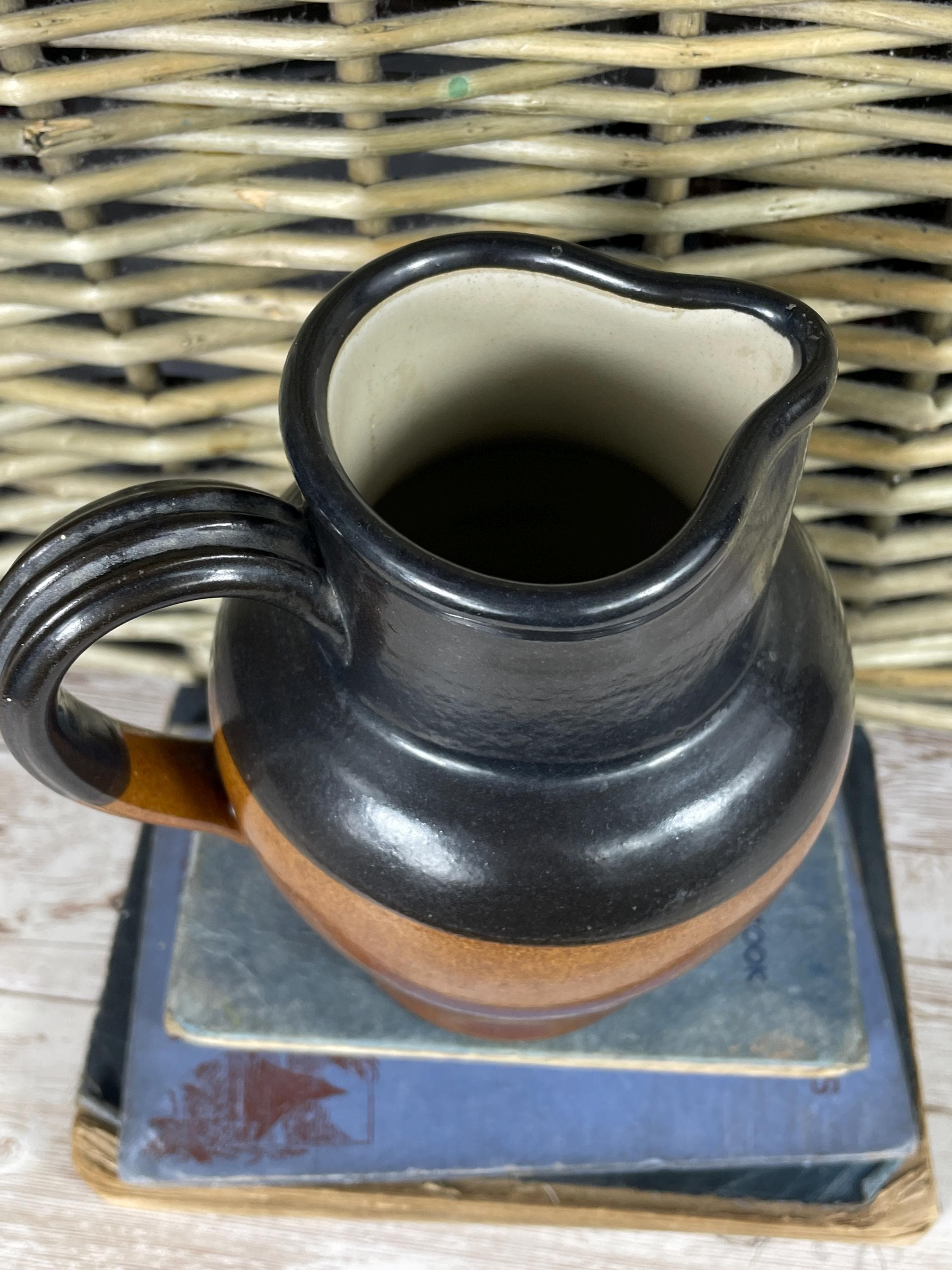 Vintage Denby Bourne Two Tone Jug Stoneware 1957 GPO 1 Pint Retro ...
