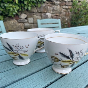 Vintage Set von 3 Colclough Bone China Teetassen Stardust Design