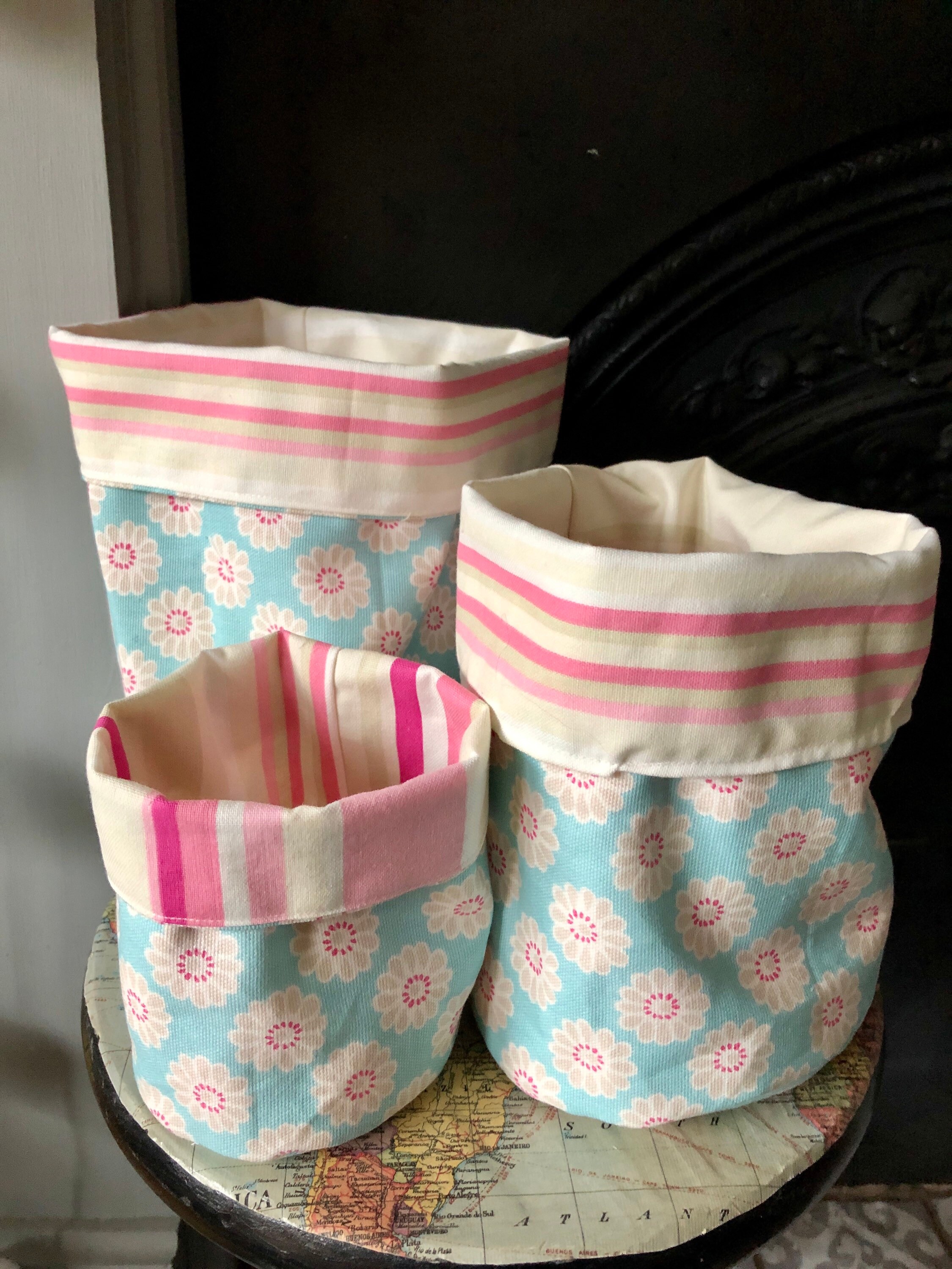 Juego de 3 cestas de almacenamiento de tela | Etsy