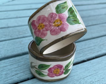 Vintage ceramic napkin rings 2 pieces flower design table decoration