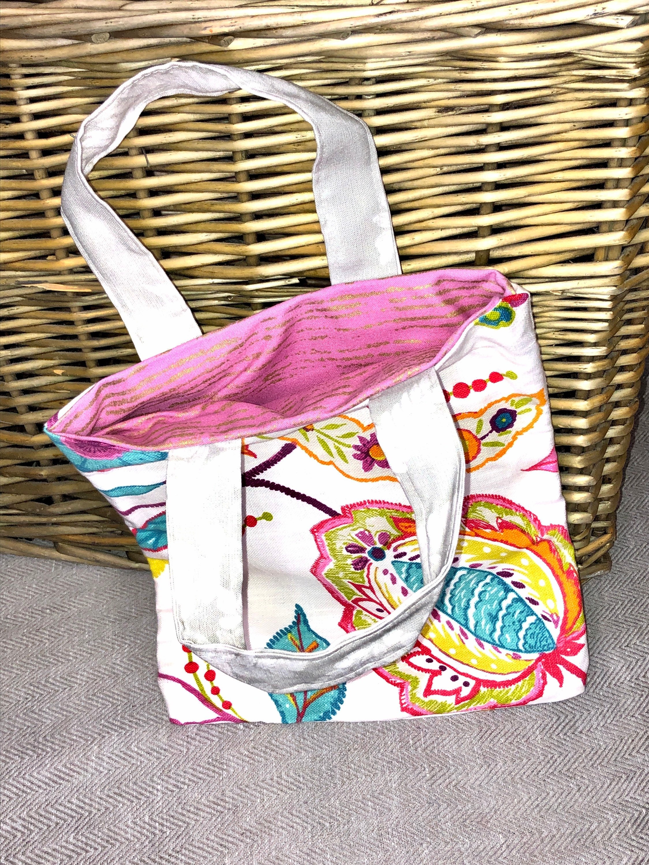 Reusable Fabric Lunch Bag / Tote Bag Bright Colourful Design - Etsy UK